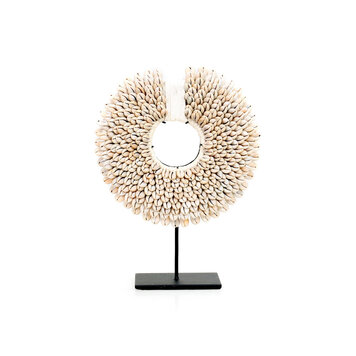 Bazar Bizar De Papua Schelpen Schijf Op Standaard - Wit - S