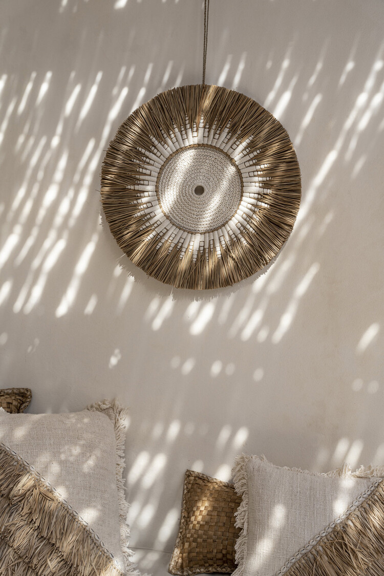 Bazar Bizar Decorazione Da Parete Raffia Macramé - Bianco Naturale