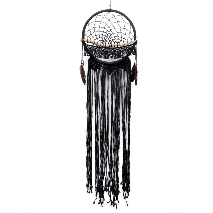 Bazar Bizar Soñador de Madera con Macramé - Negro