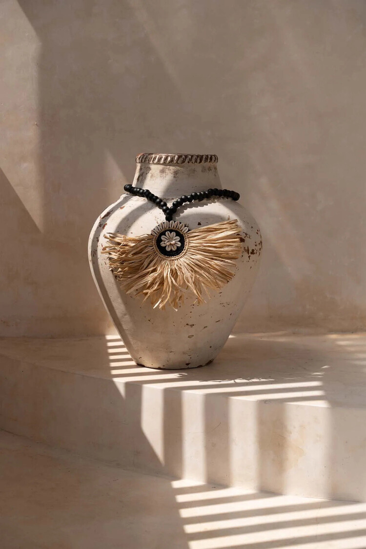 Bazar Bizar La Borla Raffia Mahkota - Natural Negro