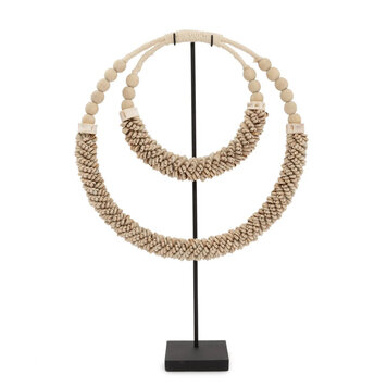 Bazar Bizar The Double Shell Necklace On Stand - Natural