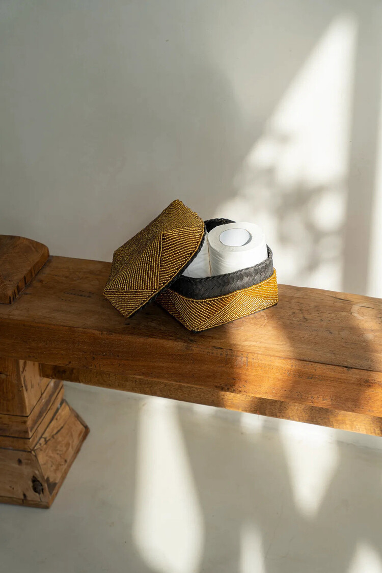 Bazar Bizar Il Cestino Con Perline - Oro - S