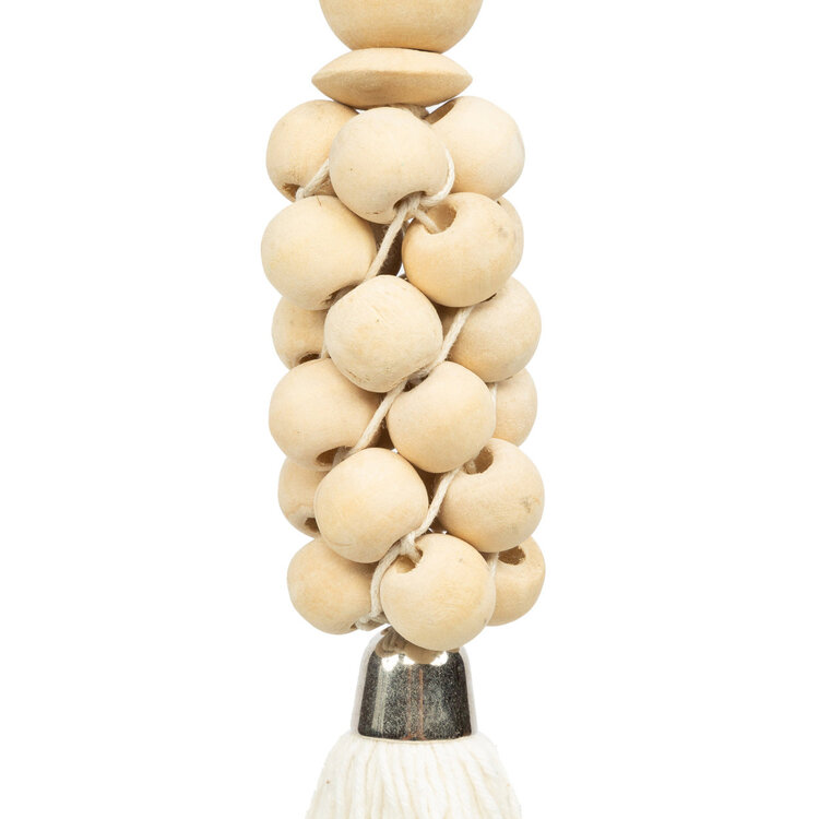 Bazar Bizar De Wooden Beads Sleutelhanger - Naturel Wit