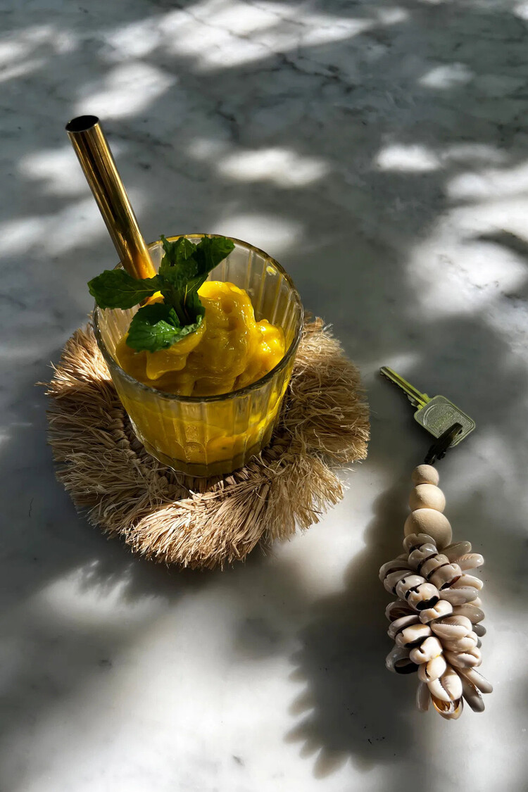 Bazar Bizar Der Fringe Raffia Untersetzer - Natur