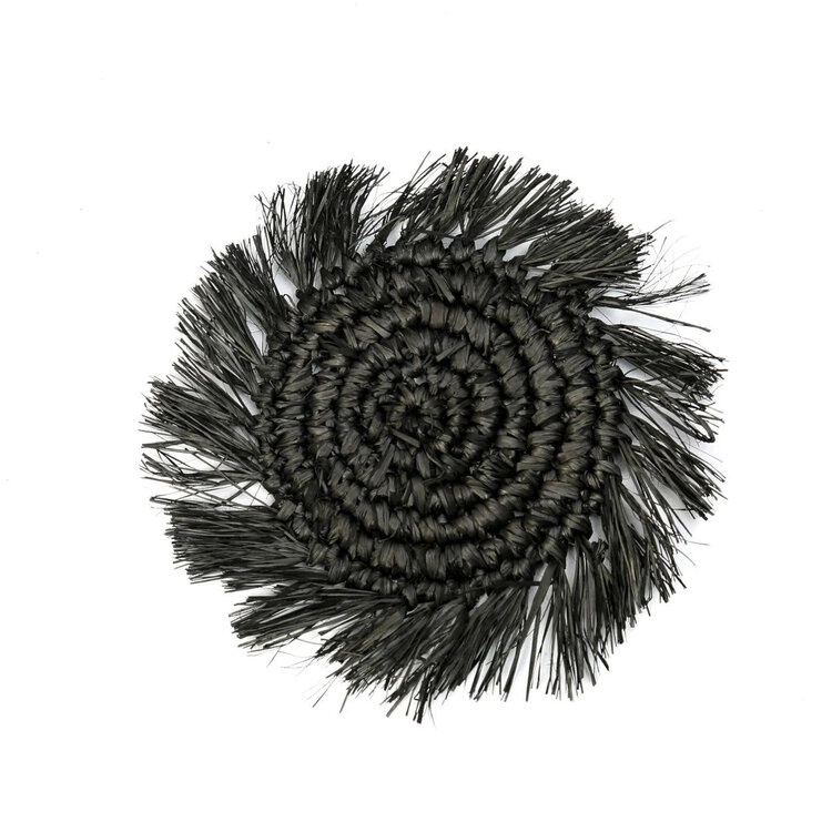 Bazar Bizar The Fringe Raffia Coaster - Black