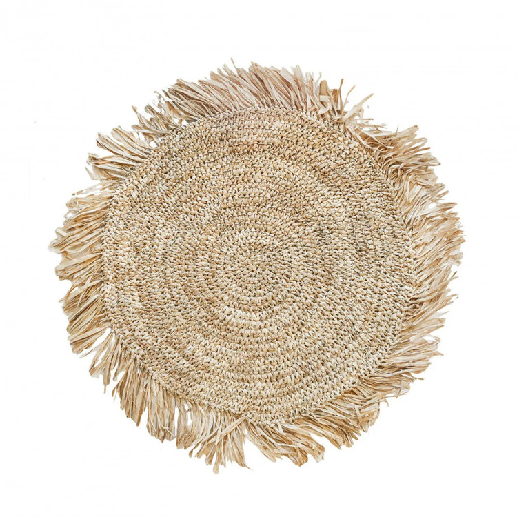 Bazar Bizar De Fringe Raffia Placemat Rond - Naturel