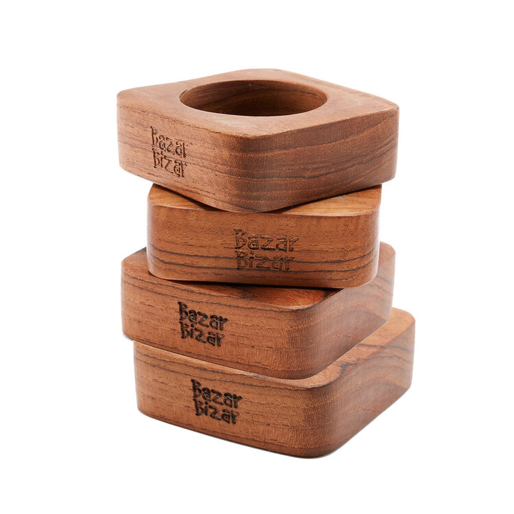 Bazar Bizar The Teak Root Napkin Rings - Set of 4