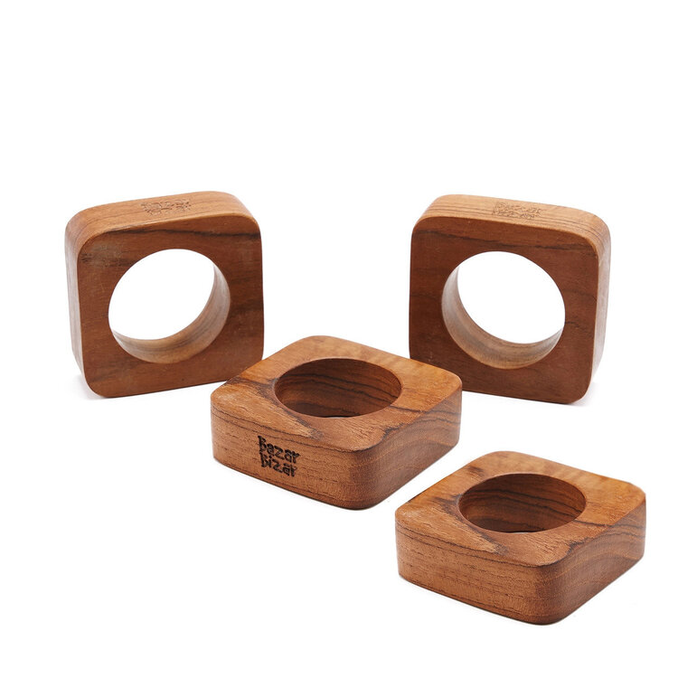 Bazar Bizar De Teak Root Servetring - Set van 4