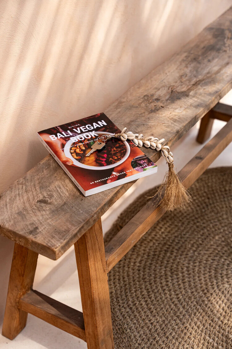 Bazar Bizar De Raffia Fishbone Sleutelhanger - Naturel Wit