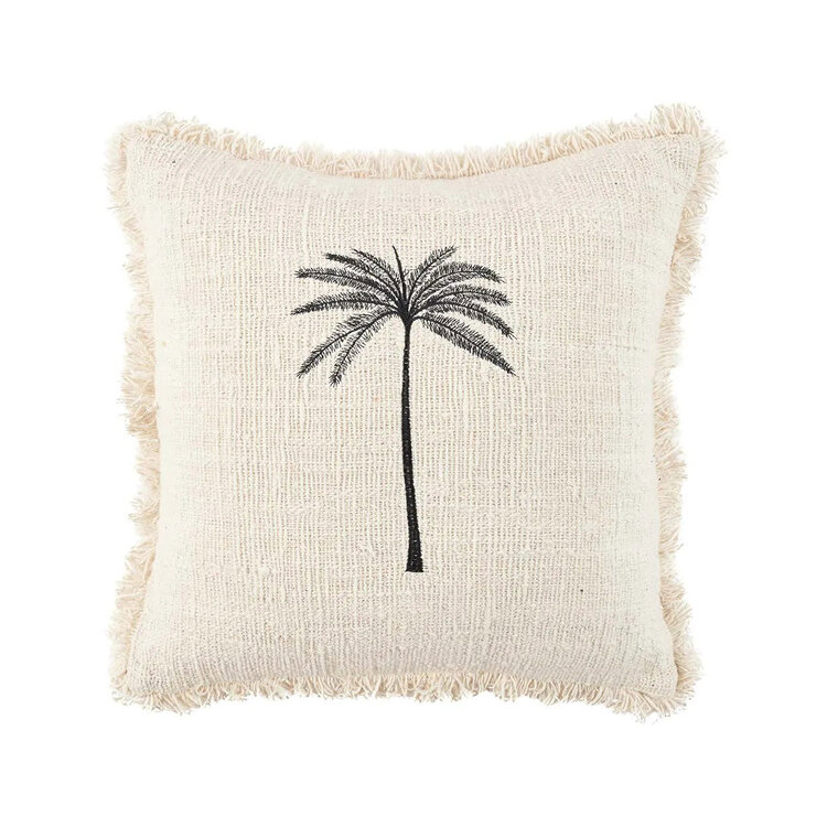 Bazar Bizar Housse De Coussin Gili Palm - Naturel Noir