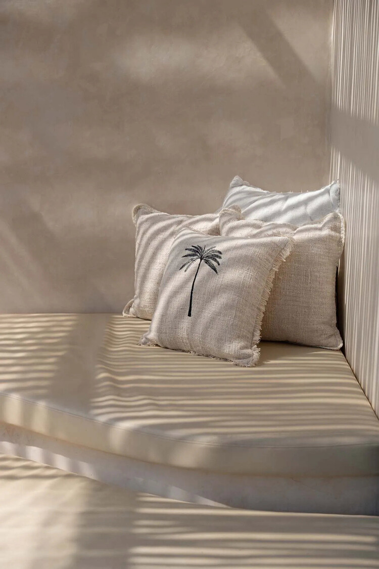 Bazar Bizar Housse De Coussin Gili Palm - Naturel Noir