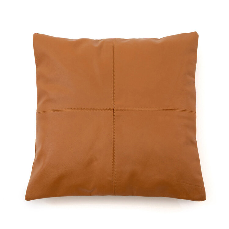 Bazar Bizar La Housse de Coussin Four Leather Panel - Camel - 40x40