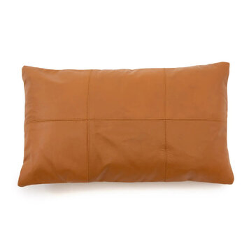 Bazar Bizar Het Six Panel Leather Kussenhoes - Camel - 30x50