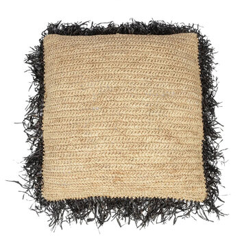 Bazar Bizar The Raffia Cushion Cover Square - Natural Black - 60x60