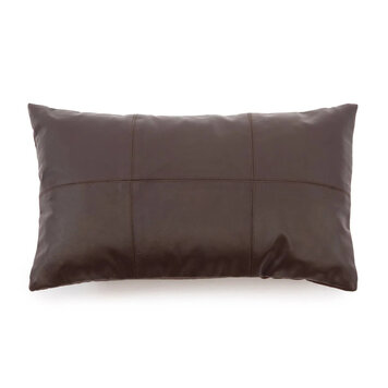 Bazar Bizar La Housse De Coussin Six Leather Panel - Chocolat - 30x50