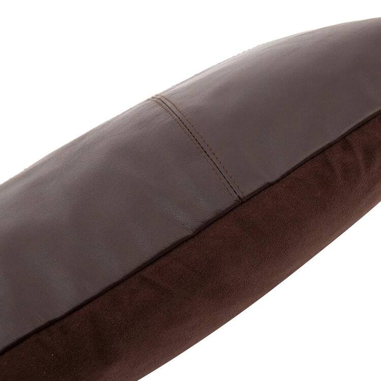 Bazar Bizar La Housse De Coussin Six Leather Panel - Chocolat - 30x50