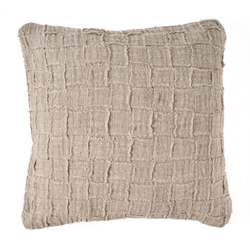 Bazar Bizar La Housse de Coussin Linen Damier - Naturel