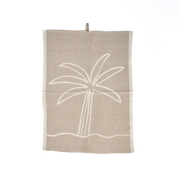 Bazar Bizar De Linen Palm Tree Keukendoek - Natural White - 50x70