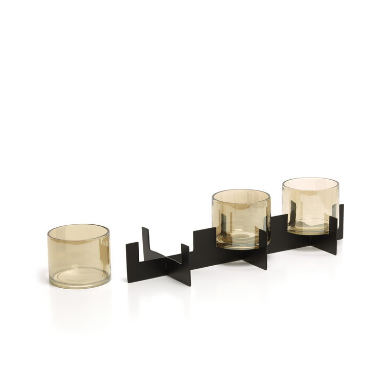 Bazar Bizar The Trio Noir Candle Holder - Black
