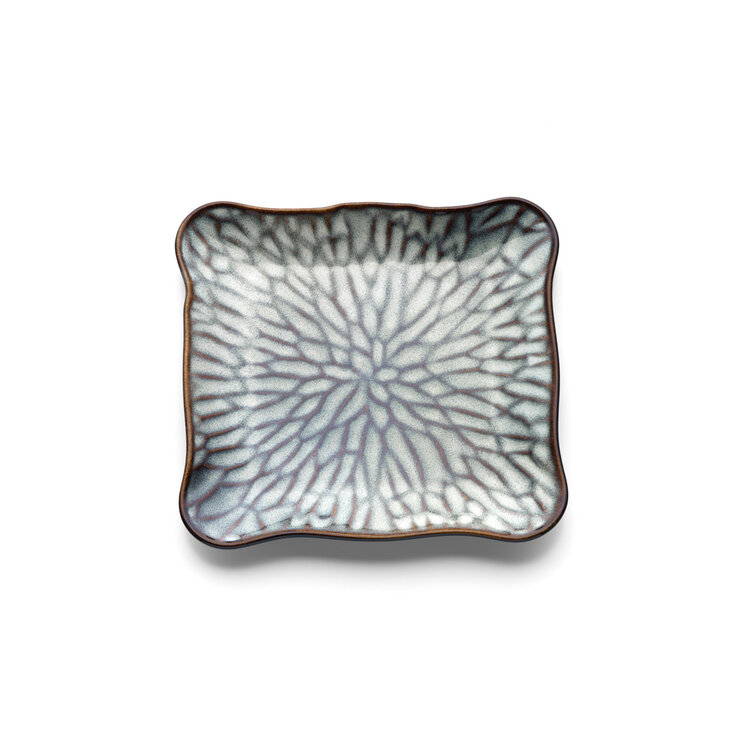 Bazar Bizar El Plato Cuadrado Lotus Ice - Flor Gris - M