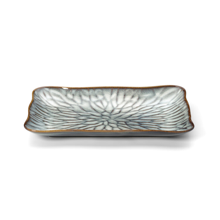 Bazar Bizar The Lotus Ice Rectangular Plate - Grey Brown - L