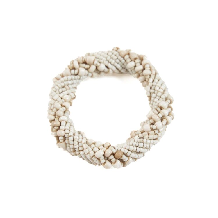 Bazar Bizar Le Rond De Serviette Beaded - Blanc - Set De 4