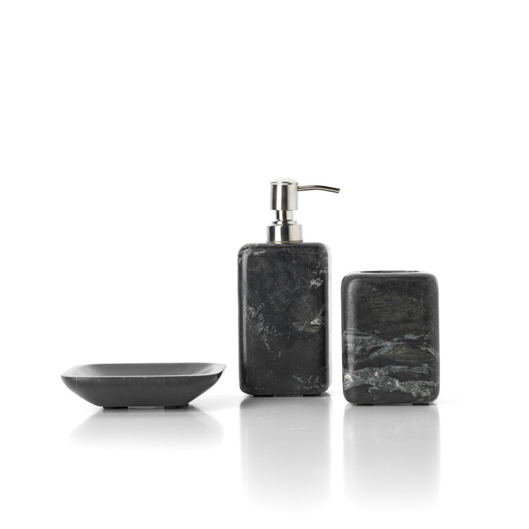 Bazar Bizar The Marble Soap Dish - Marine Black