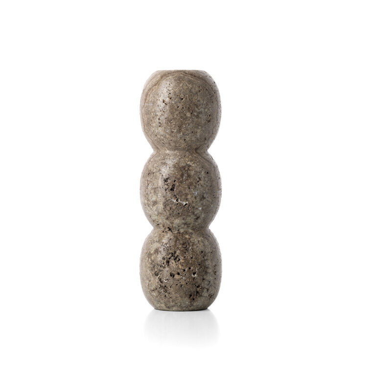 Bazar Bizar The Travertine Totem Taper Candle Holder - Grey - L