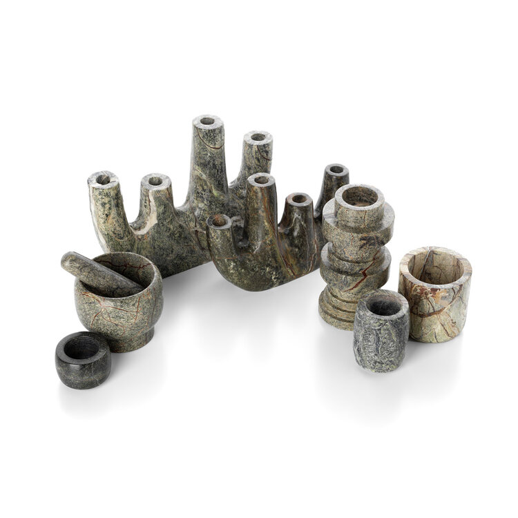 Bazar Bizar The Bidasar Marble Candle Holder - Green - Low