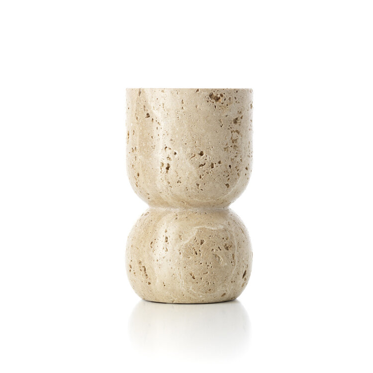 Bazar Bizar Der Travertine Vessel Pillar Kerzenhalter - Beige