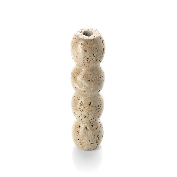 Bazar Bizar The Travertine Totem Taper Candle Holder - Beige - L