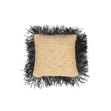 Bazar Bizar De Raffia Kussenhoes - Naturel Zwart - 40x40