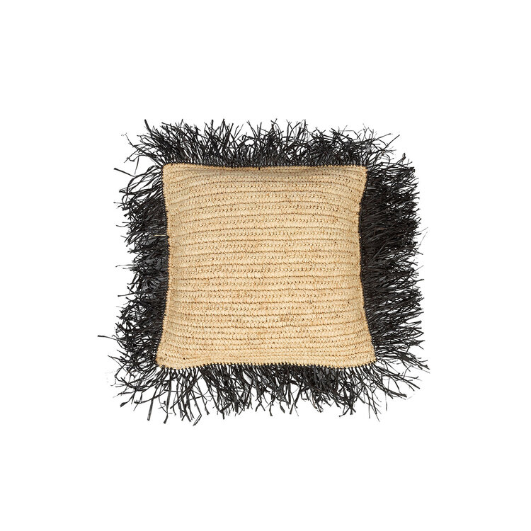 Bazar Bizar The Raffia Cushion Cover Square - Natural Black - 40x40