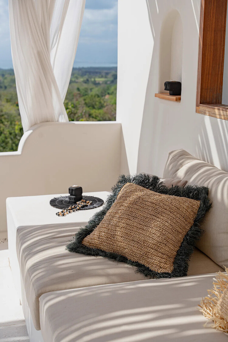 Bazar Bizar La Funda De Cojín De Rafia - Natural Negro - 60x60