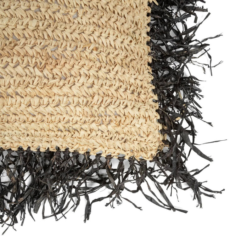 Bazar Bizar De Raffia Kussenhoes - Naturel Zwart - 60x60