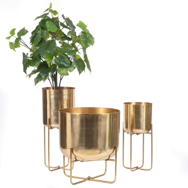 Bazar Bizar The Brass Planter on Stand - Brass - XL