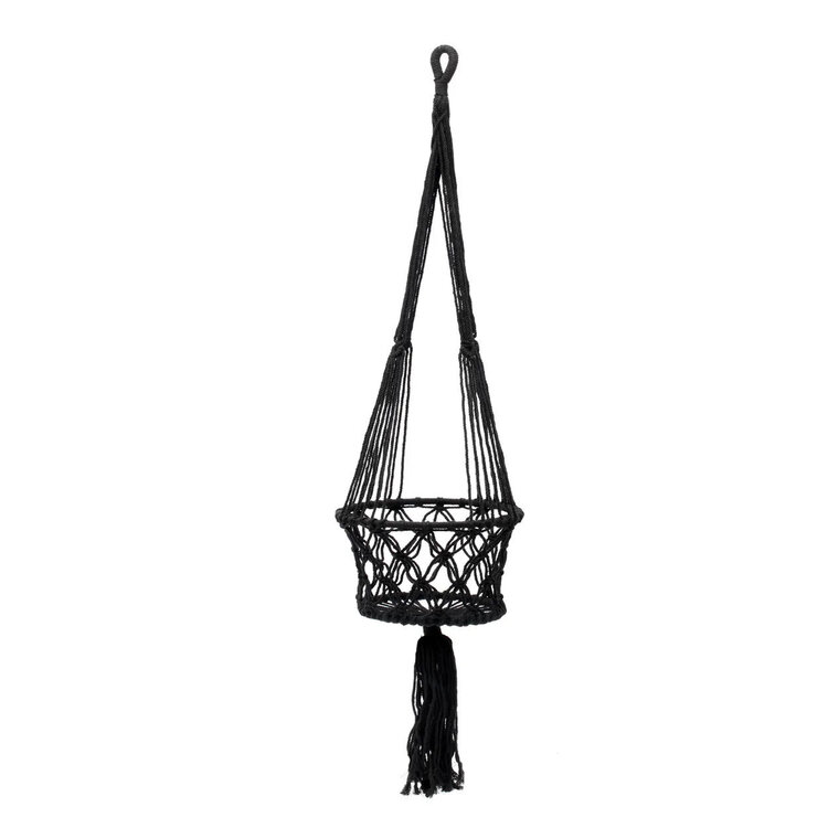 Bazar Bizar Porta Piante Macramé - Nero - L