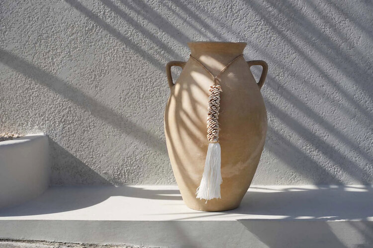 Bazar Bizar Die Cowrie & Baumwolle Quaste - Natur