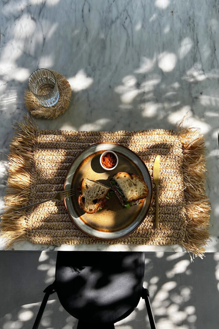 Bazar Bizar De Fringe Raffia Placemat Rechthoekig - Naturel