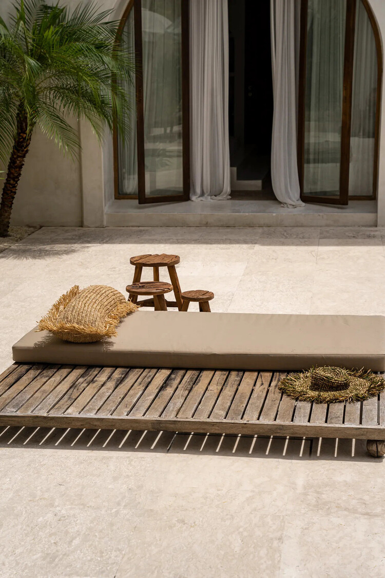 Bazar Bizar De Raffia Kussenhoes - Vierkant - Naturel - 35x100