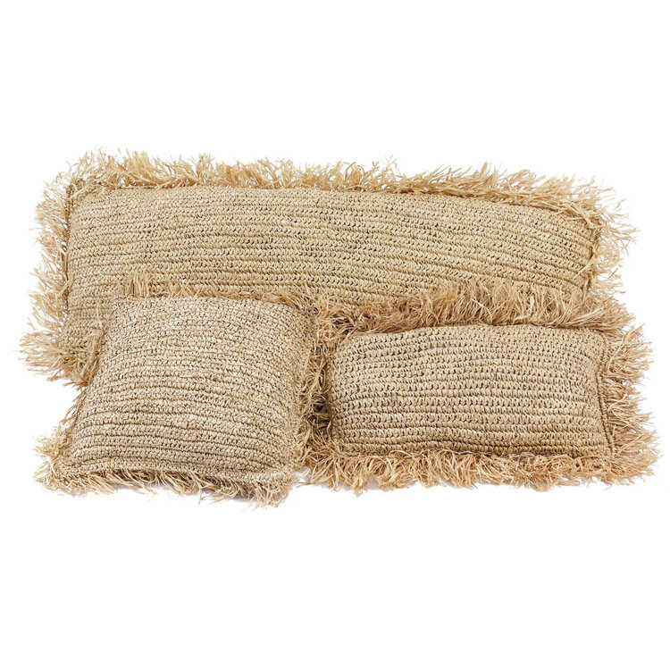 Bazar Bizar De Raffia Kussenhoes - Vierkant - Naturel - 35x100