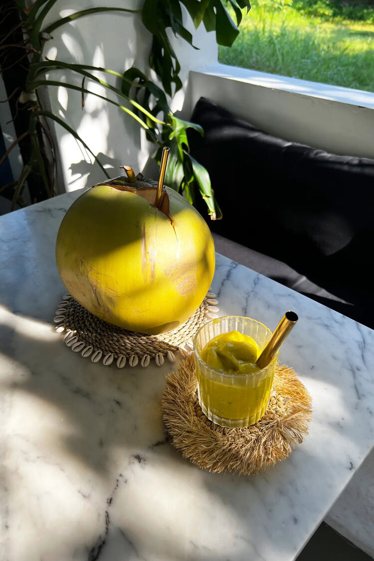 Bazar Bizar Dessous De Verre En Jonc De Mer Avec Coquillages - Naturel