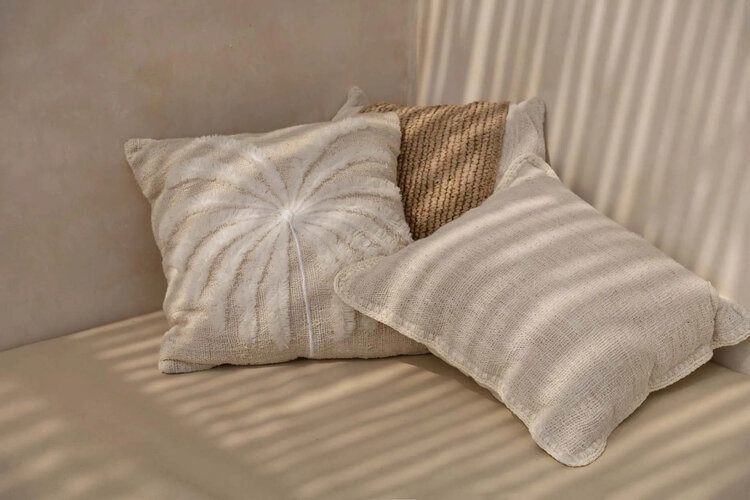 Bazar Bizar Housse De Coussin Isla Palm - Naturel Blanc