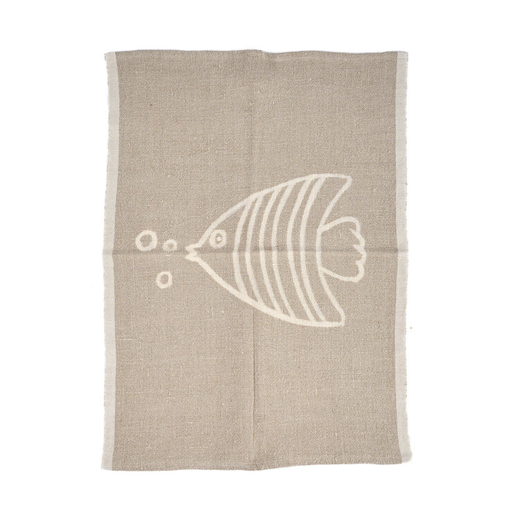 Bazar Bizar Das Linen Fish Küchentuch - Natur Weiß - 50x70