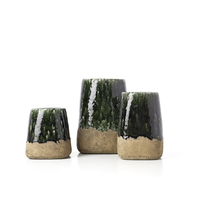 Bazar Bizar De Moss Kegel Bloempot - Beton Groen - L