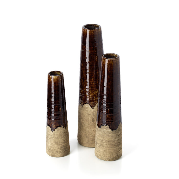 Bazar Bizar Die Amber Kegelförmige Vase - Betonbraun - L