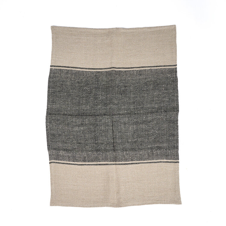 Bazar Bizar Le Torchons Linen Moody - Noir Naturel - 50x70