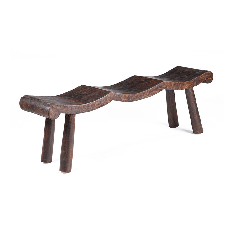 Bazar Bizar The Lombok Wave Bench - Dark Walnut - M