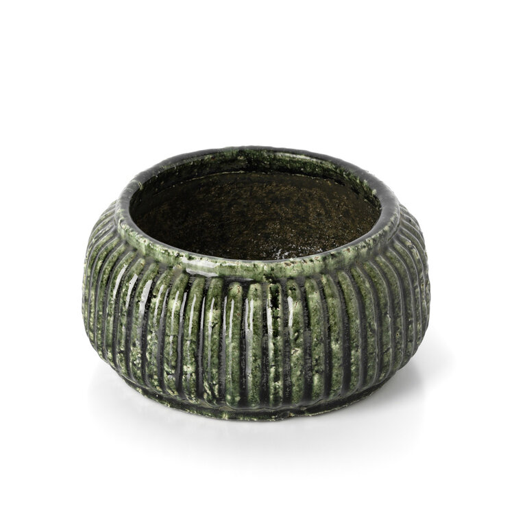 Bazar Bizar The Forest Ribbed Bowl Planter - Forest Green - Low