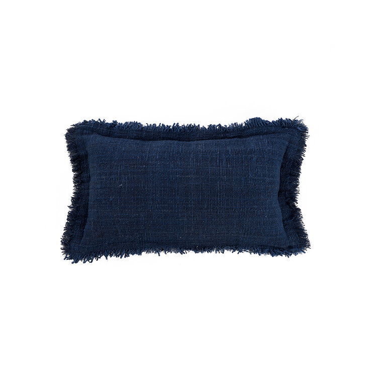 Bazar Bizar La Housse De Coussin Azure Fringe - Bleu Indien - 30x50